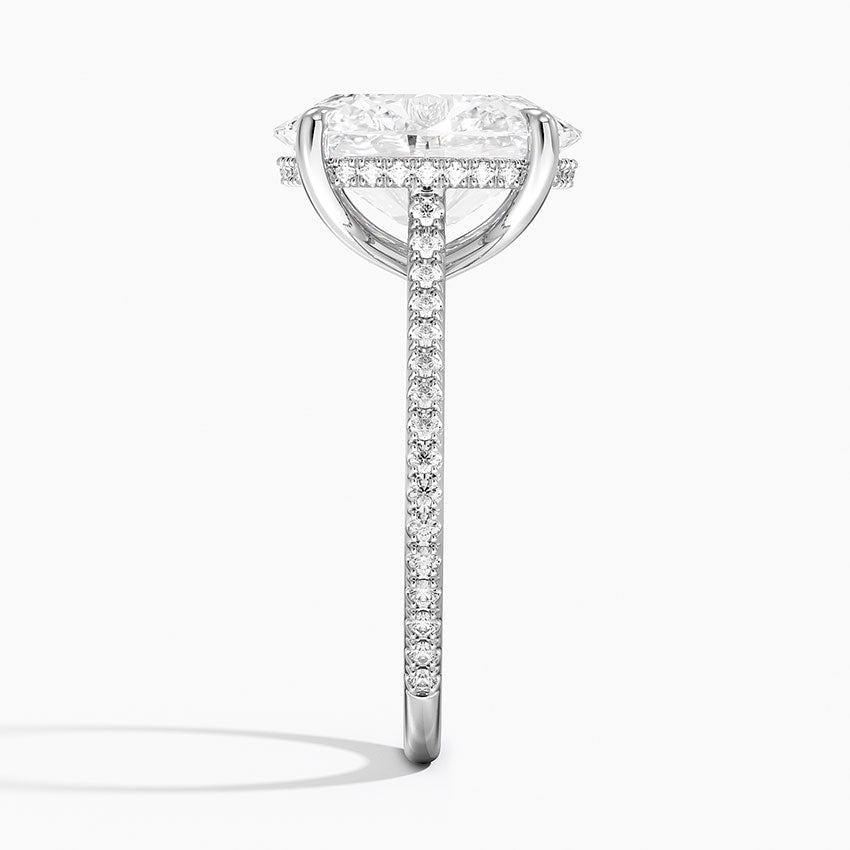 4 ct. Oval Lab Diamond Hidden Halo 3/4 Diamonds Pave Setting White Gold 18K