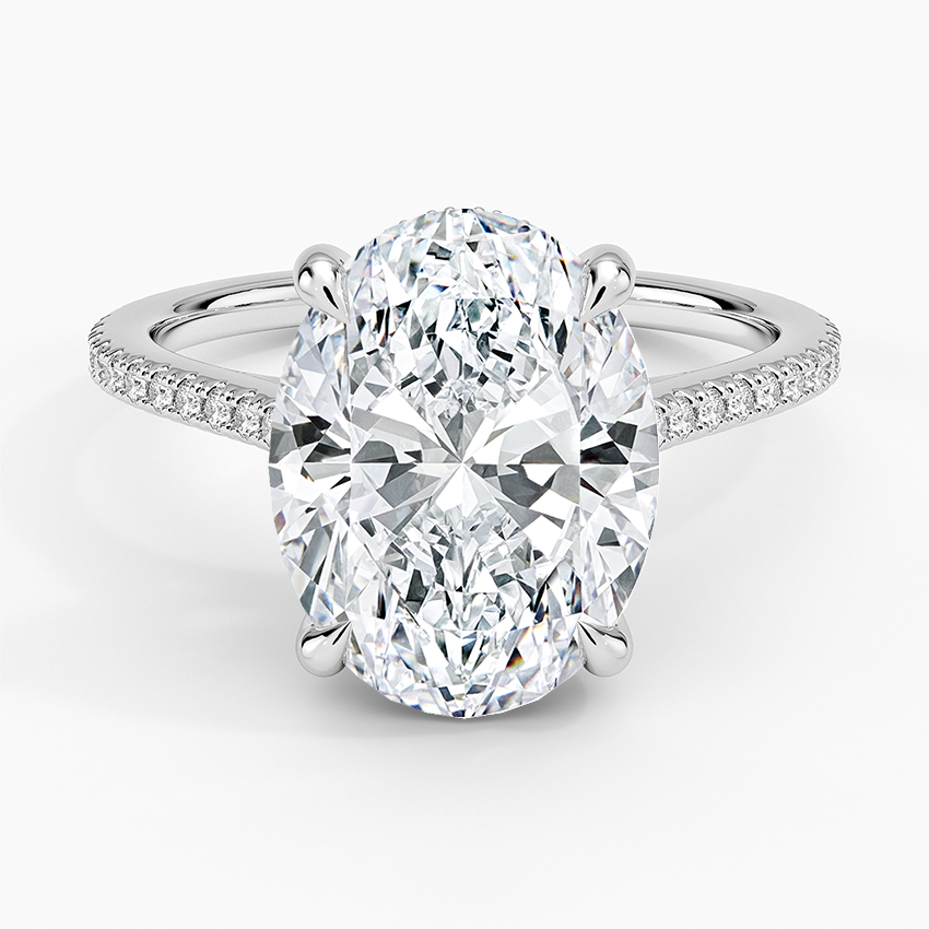 4 ct. Oval Lab Diamond Hidden Halo 3/4 Diamonds Pave Setting White Gold 18K