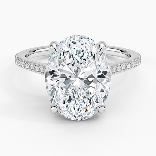 4 ct. Oval Lab Diamond Hidden Halo 3/4 Diamonds Pave Setting White Gold 18K