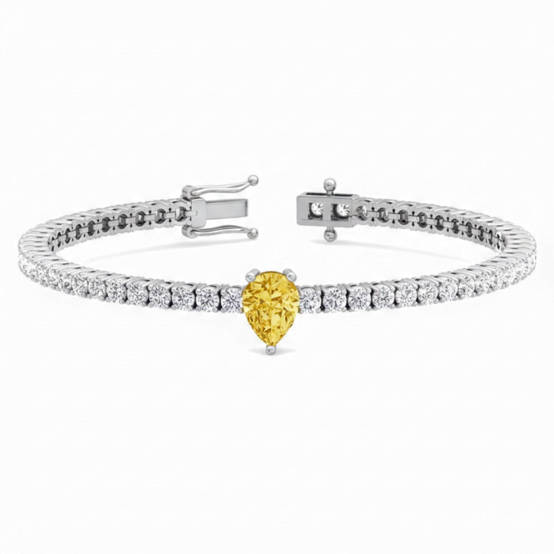 Fancy Yellow Pear Tennis Lab Diamond Bracelet (4 ct. tw.) 18K White Gold