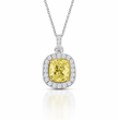 Halo Yellow Cushion Pendant Lab Diamond ( 4 ct. tw. ) Necklace 18K Gold