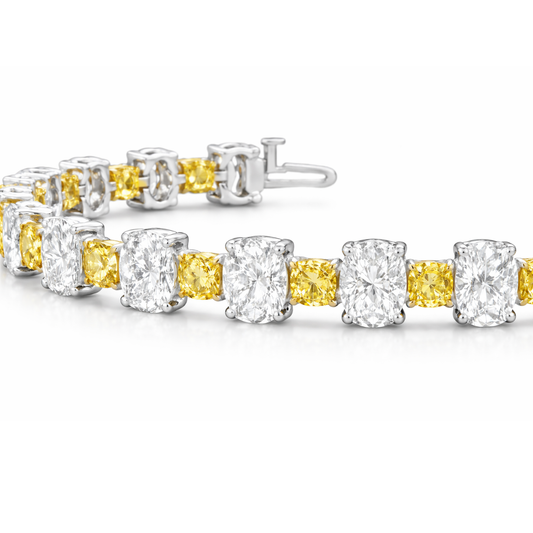 Fancy Round and White Oval Lab Diamond Bracelet (12 ct. tw.) 18K White Gold