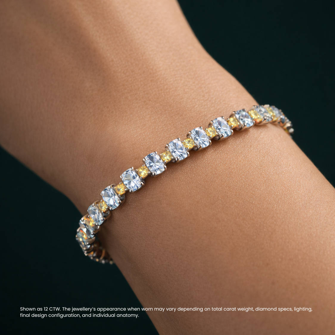 Fancy Round and White Oval Lab Diamond Bracelet (12 ct. tw.) 18K White Gold