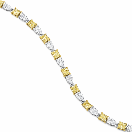 Fancy Yellow Cushion White Pear Alternating Lab Diamond Bracelet (7 ct. tw.) 18K White Gold