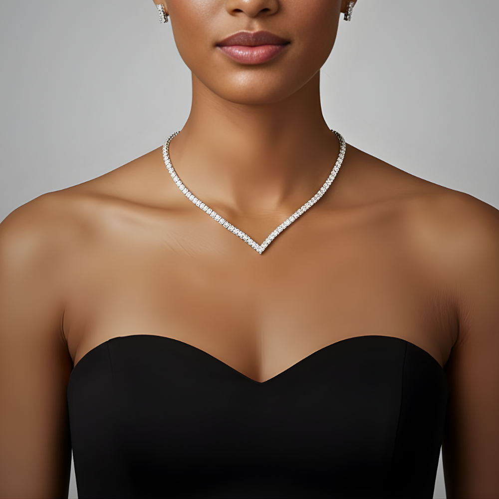 V-Shaped Tennis Lab Diamond (20 ct) Necklace (17 in.) 18K White Gold