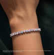 Pink and White North-South Heart Tennis Lab Diamond Bracelet (10 ct. tw.) 18K White Gold
