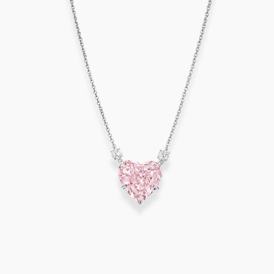 Pink Heart & White Accents Pendant Lab Diamond ( 5 ct. tw. ) Necklace 18K Gold