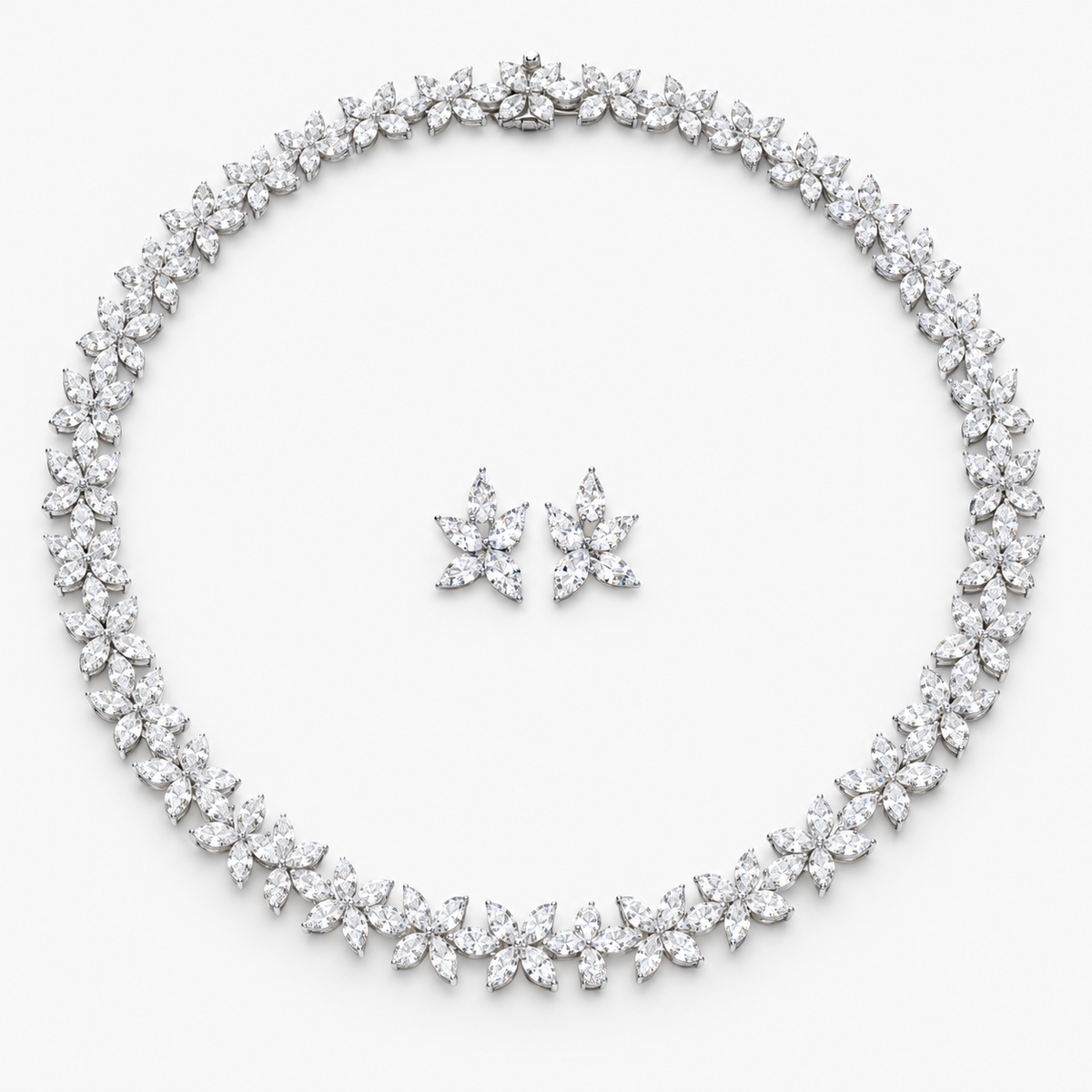 46 Carat Celeste Marquise High Jewelry Bridal Lab-Grown Diamond Set 18K White Gold