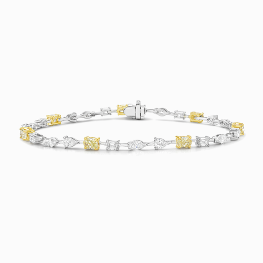 Fancy Yellow Oval and White Multishape  Lab Diamond Bracelet ( 5 ct. tw.) 18K White Gold