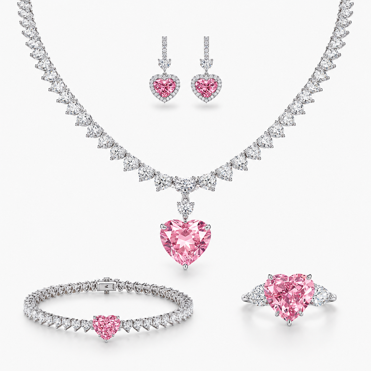 45 Carat Rosaline High Jewelry Bridal Lab-Grown Diamond Set 18K White Gold