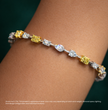 Fancy Yellow Oval and White Multishape  Lab Diamond Bracelet ( 5 ct. tw.) 18K White Gold