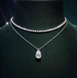 9 Carat Stack: Tennis Chocker (6 ct.) 14 in. and Pear Pendant  (3 ct. ) Lab Diamond Necklace in 18K White Gold