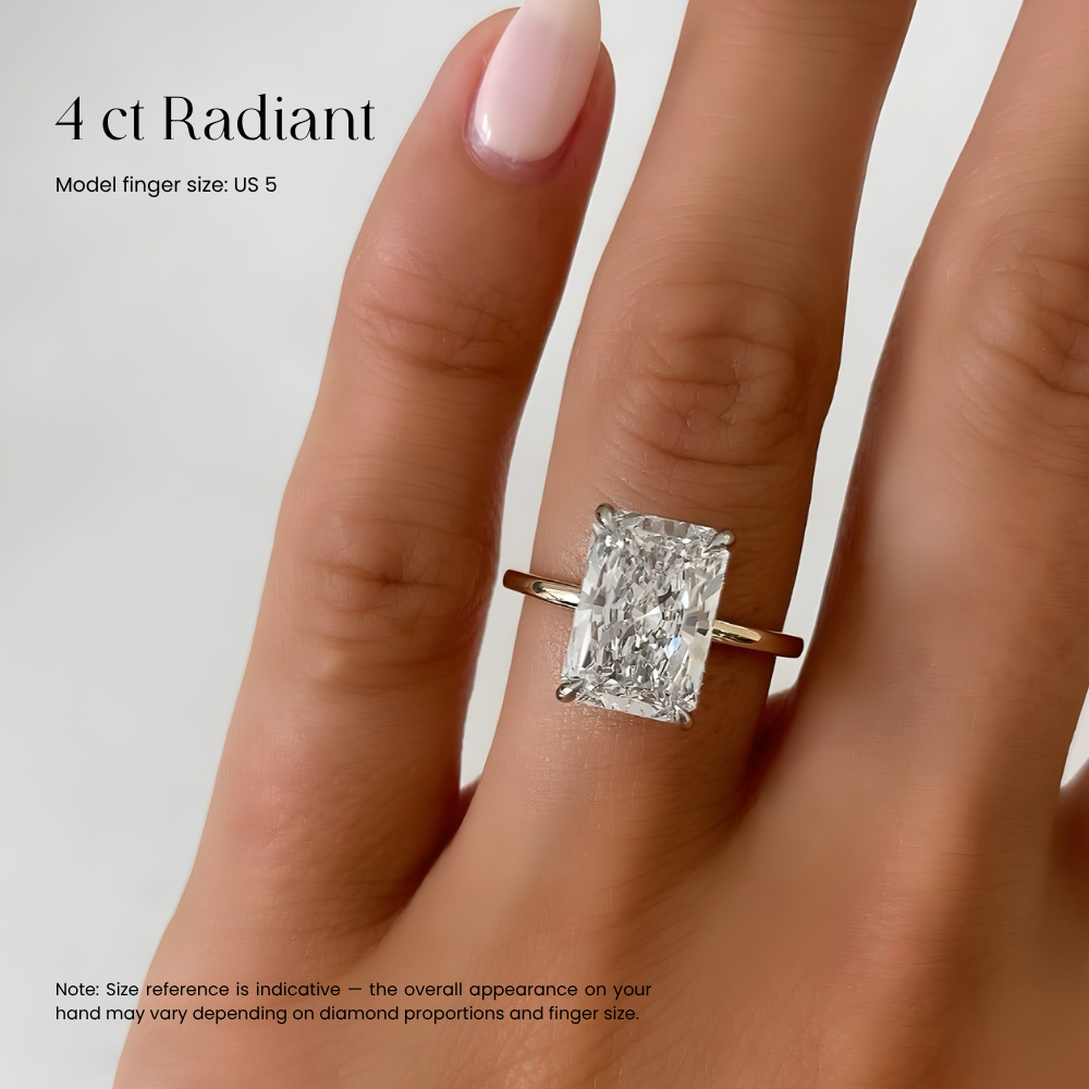 ecomposer-view with diamond shape-radiant, ecomposer-metal type-rose-gold-18k, ecomposer-metal type-white-gold-18k, ecomposer-metal type-yellow-gold-18k