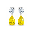 Ariela Yellow Pear and Round Drop Lab Diamond Earrings ( 3.5 ct tw * 2 ) 18K Gold