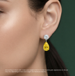 Ariela Yellow Pear and Round Drop Lab Diamond Earrings ( 3.5 ct tw * 2 ) 18K Gold