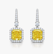 Angelica Halo Yellow Radiant Drop Lab Diamond Earrings ( 3.6 ct tw * 2 ) 18K Gold