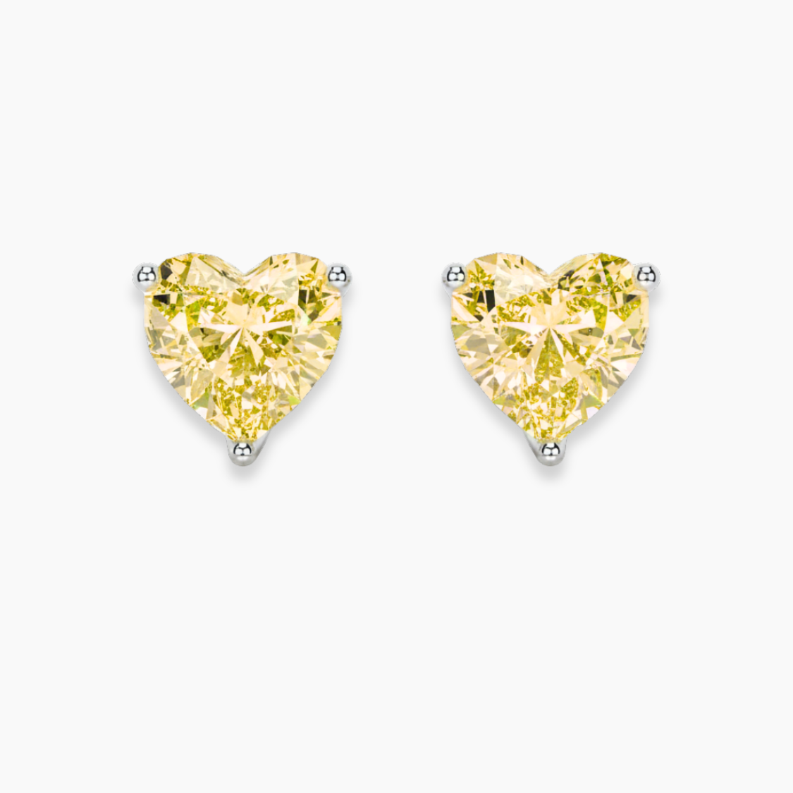Yellow Heart Stud Lab Diamond Earrings ( 1 ct * 2 ) 18K Gold