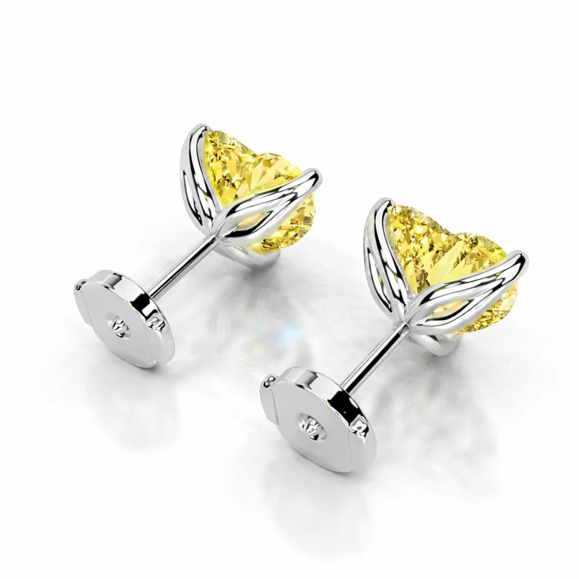 Yellow Heart Stud Lab Diamond Earrings ( 1 ct * 2 ) 18K Gold