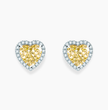 Halo Yellow Heart Stud Lab Diamond Earrings ( 2 ct * 2 ) 18K Gold