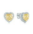 Halo Yellow Heart Stud Lab Diamond Earrings ( 2 ct * 2 ) 18K Gold