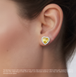Halo Yellow Heart Stud Lab Diamond Earrings ( 2 ct * 2 ) 18K Gold