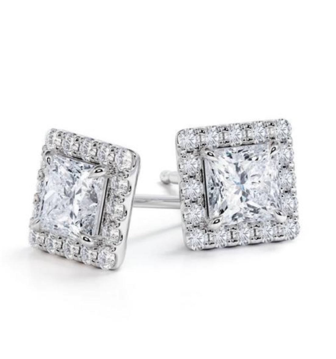 2 x 1 carat halo earring studs - gold18karat
