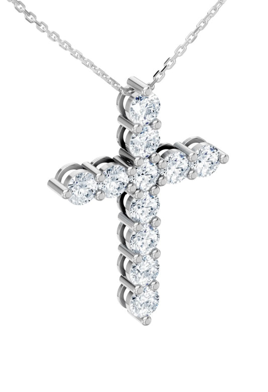 Diamond Cross 11x 0.1 carat round | VVS-VS EF lab diamond | White Gold 18K | 16 inches chain