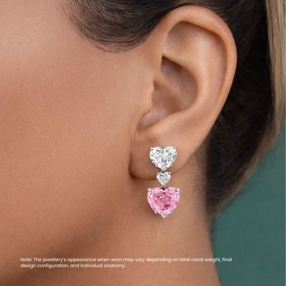 30 Carat Alma Fancy Pink High Jewelry Bridal Lab-Grown Diamond Set 18K White Gold