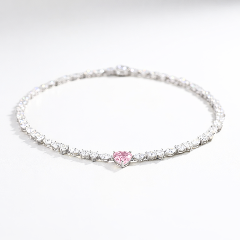 30 Carat Alma Fancy Pink High Jewelry Bridal Lab-Grown Diamond Set 18K White Gold