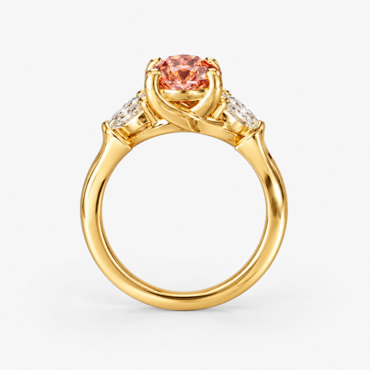 Aviana Fancy Pink Oval Lab Grown Diamond Ring in White Gold 18K