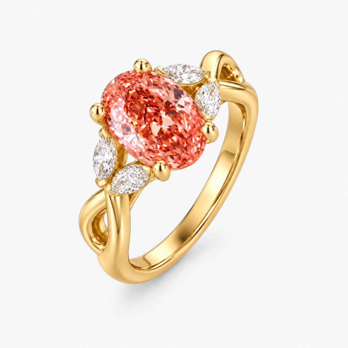 Aviana Fancy Pink Oval Lab Grown Diamond Ring in White Gold 18K