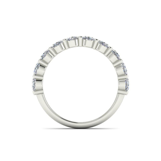 2 Carat Oval Half-Eternity Shared Prong Lab Grown Diamond Band Ring in 18K White Gold