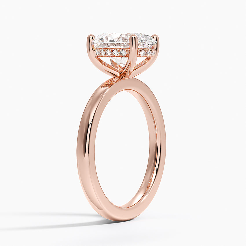 Solitaire Hidden Halo Lab Diamond Ring 18k Gold