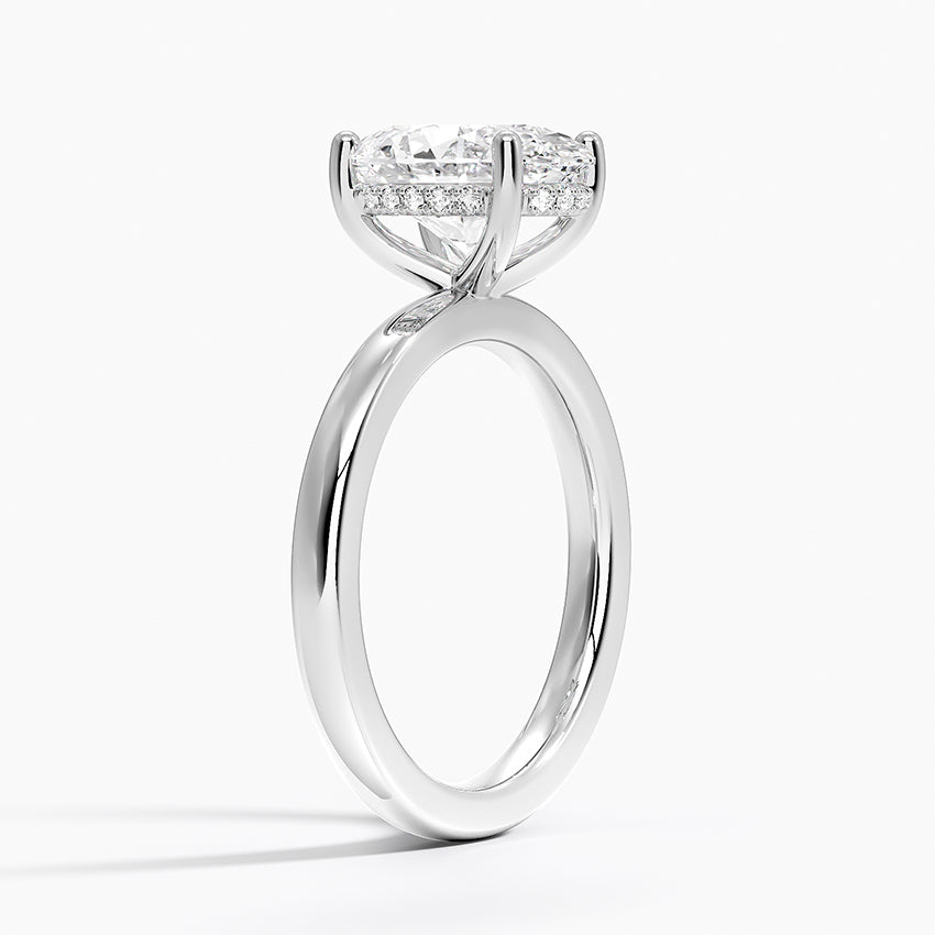 Solitaire Hidden Halo Lab Diamond Ring 18k Gold