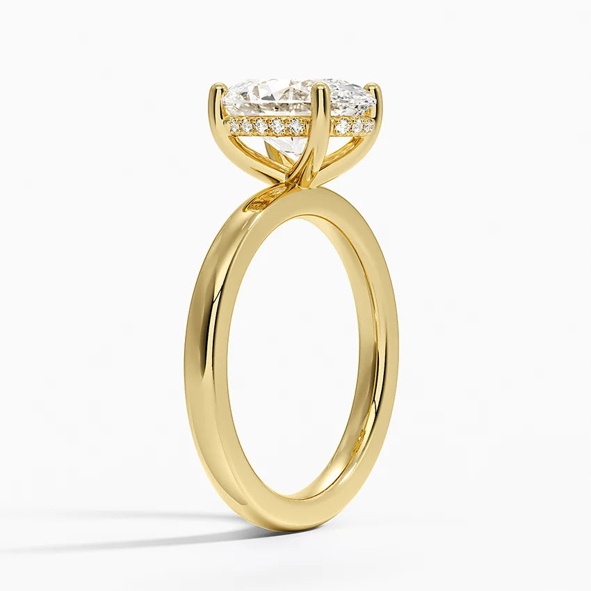 Solitaire Hidden Halo Lab Diamond Ring 18k Gold