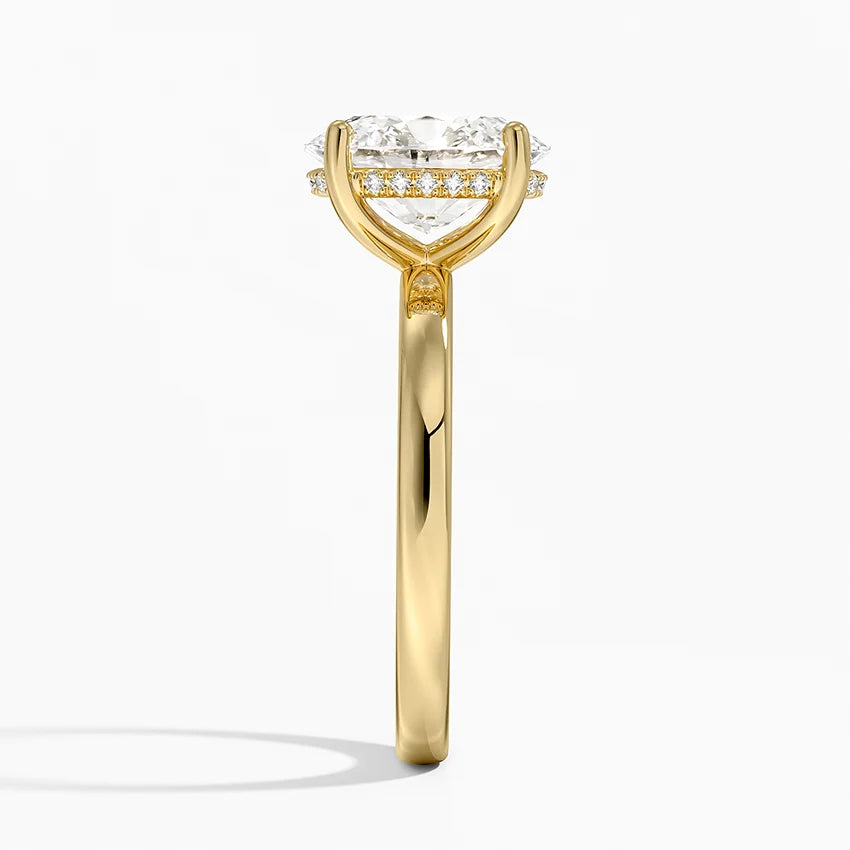 Solitaire Hidden Halo Lab Diamond Ring 18k Gold