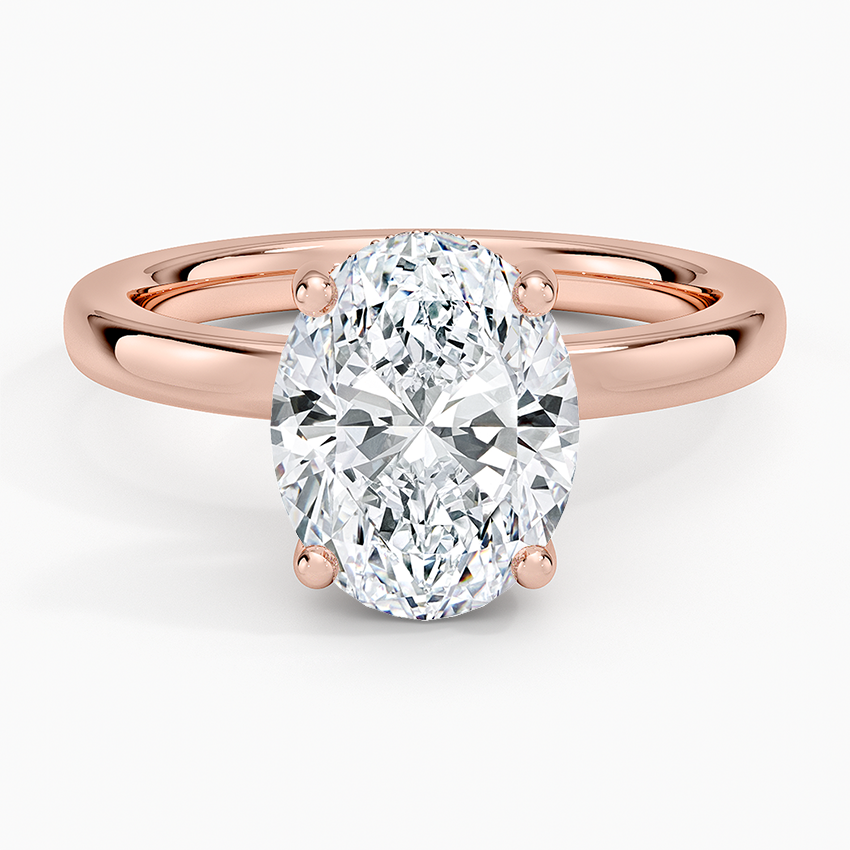Solitaire Hidden Halo Lab Diamond Ring 18k Gold