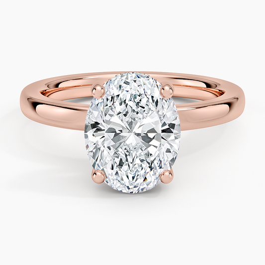 Solitaire Hidden Halo Lab Diamond Ring 18k Gold