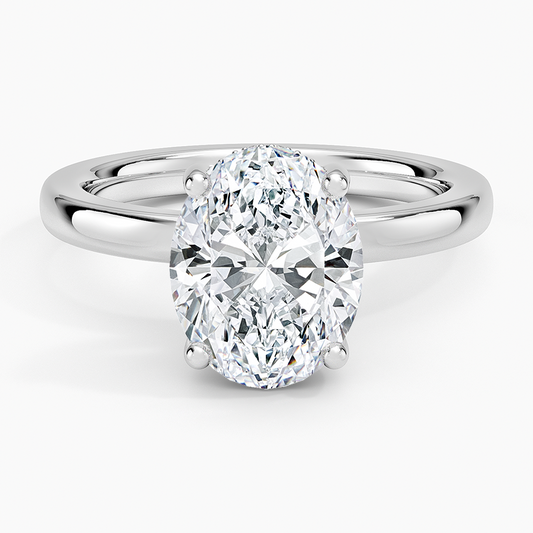 Solitaire Hidden Halo Lab Diamond Ring 18k Gold