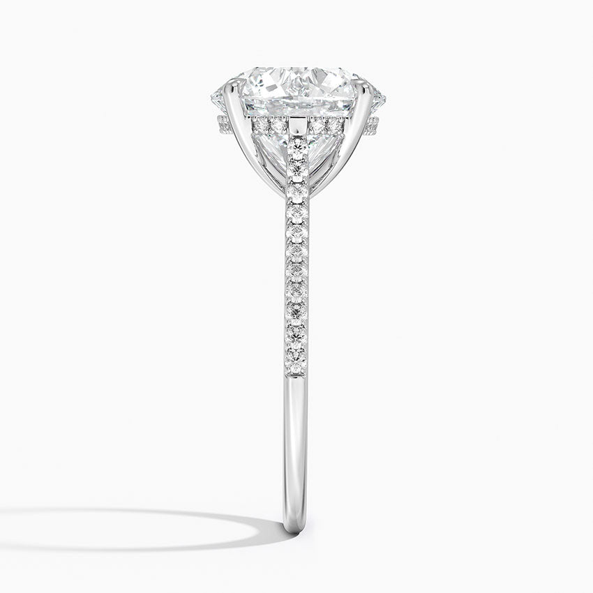 3 ct. Oval Lab Diamond Hidden Halo Cathedral Half Pave Setting 18K Yellow Gold
