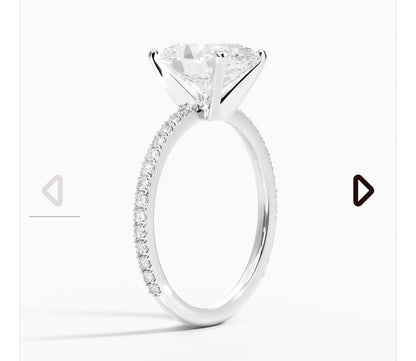 2.5 carat oval IGI certified lab diamond VS1 F; white gold18karat; ring size 16mm; 2mm band;
