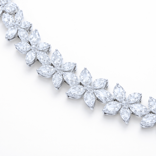 46 Carat Celeste Marquise High Jewelry Bridal Lab-Grown Diamond Set 18K White Gold