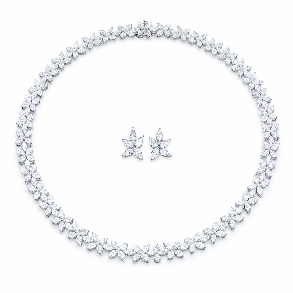 46 Carat Celeste Marquise High Jewelry Bridal Lab-Grown Diamond Set 18K White Gold