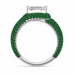 Hera Curved Pave Asscher Fancy Green Side Diamonds Lab Diamond Ring in White Gold 18K