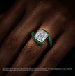 Hera Curved Pave Asscher Fancy Green Side Diamonds Lab Diamond Ring in White Gold 18K