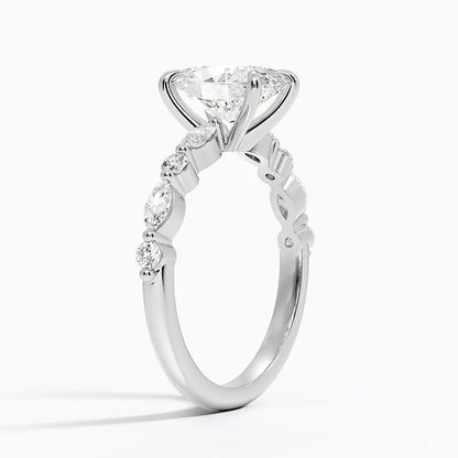 2 carat IGI certified VS1 F lab grown oval diamond. White gold18K setting. Side lab diamond 0.3 carat.