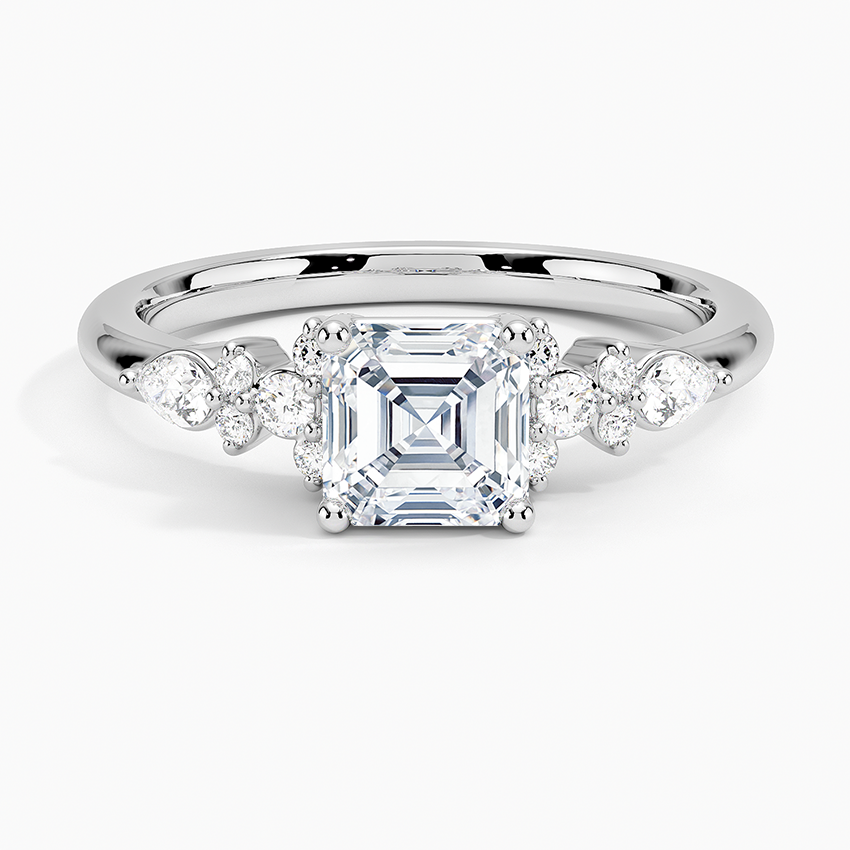 ecomposer-view with diamond shape-asscher, ecomposer-size-1-ct, ecomposer-metal type-white-gold-18k