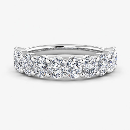 2 Carat Oval Half-Eternity Shared Prong Lab Grown Diamond Band Ring in 18K White Gold