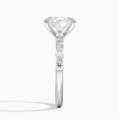 2 carat IGI certified VS1 F lab grown oval diamond. White gold18K setting. Side lab diamond 0.3 carat.