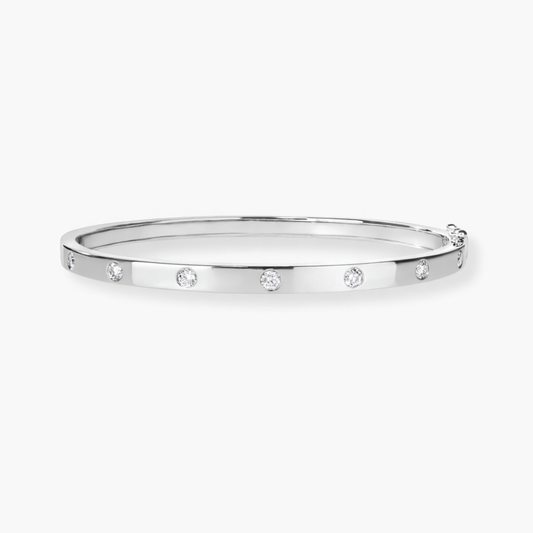 Astoria Round Flush Set Lab Diamond ( 1 ct. tw) Bangle Bracelet 18K Gold